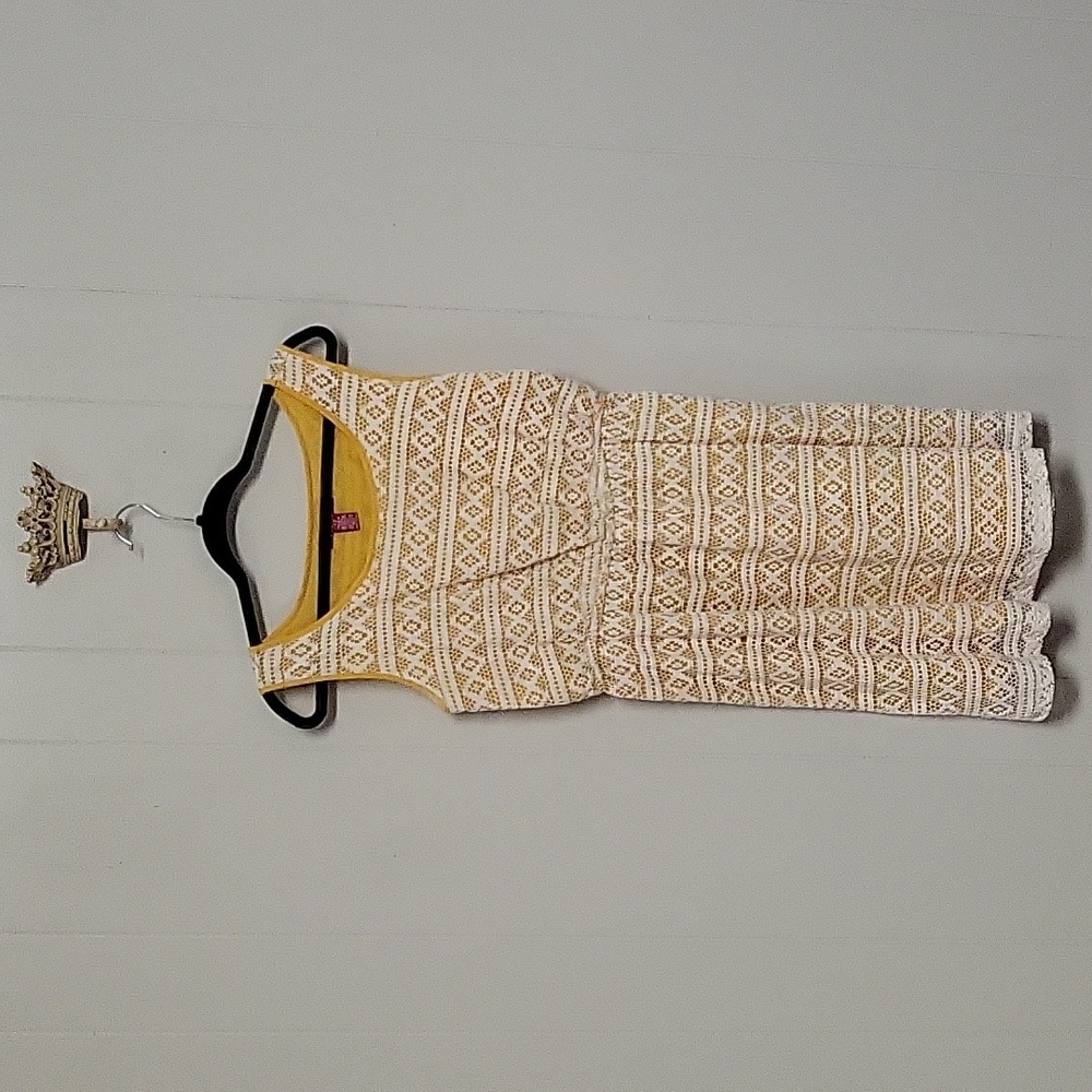 Yellow and white crochet dress